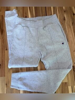 Champion Heather Gray Logo Joggers Cotton Blend Medium